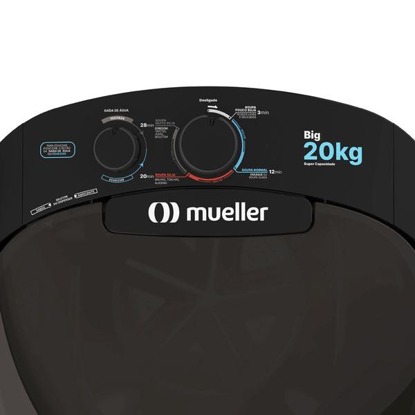 Imagem de Tanquinho Mueller 20 Kg Big Lavagem por Turbilhonamento Preto 110V