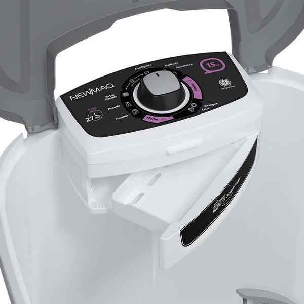 Imagem de Tanquinho Newmaq 15 Kg com Lavagem por Turbilhonamento e Timer 9 Programas Branco 110V