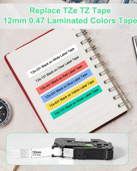 Imagem de Tape Maker Labelife, pacote com 6 unidades, TZe TZ, 12 mm, 0,47, laminado