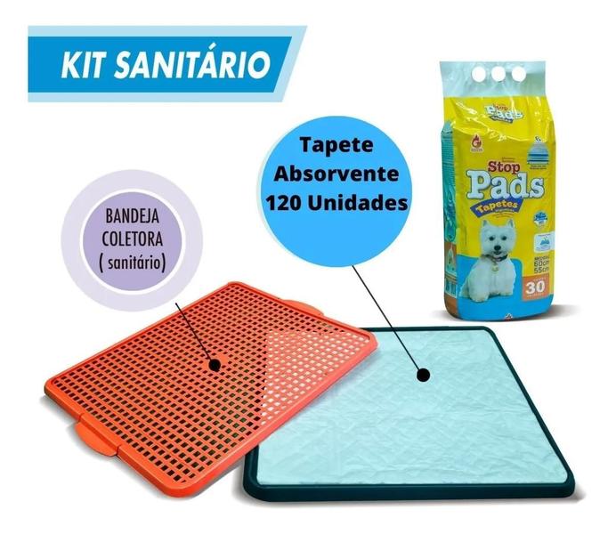 Imagem de Tapete Absorvente 120 Unidades 60x55cm + Sanitario Plástico