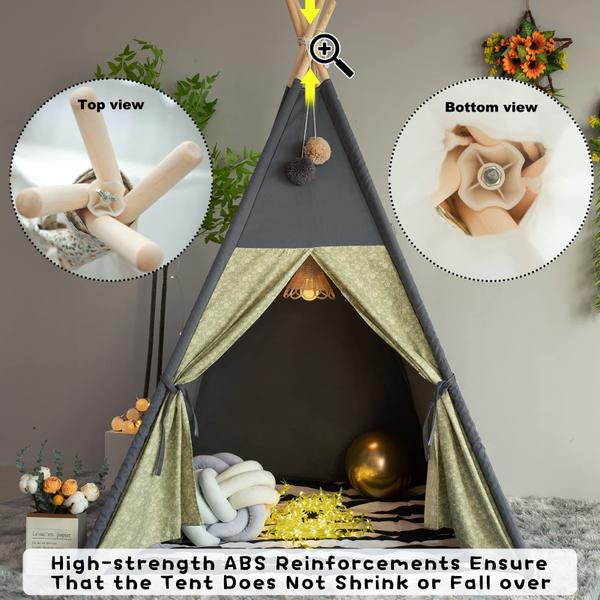 Imagem de Tapete acolchoado Teepee Tent TreeBud Stripe para crianças cinza escuro