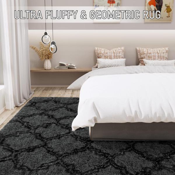 Imagem de Tapete Area LOCHAS Luxury Shag Geometric 150x240cm cinza escuro/preto