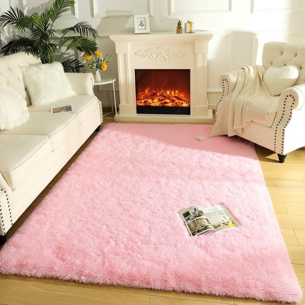 Imagem de Tapete Area LOCHAS Ultra Soft Fluffy Living Room rosa 160x230cm