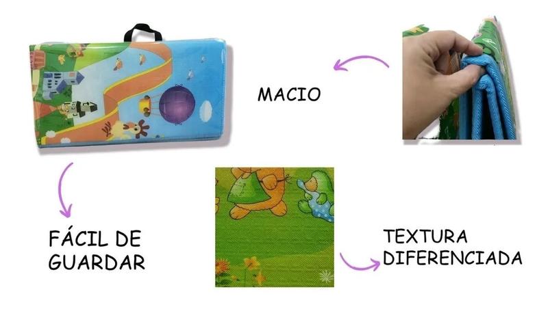 Imagem de Tapete Atividades Dobrável Infantil Para Bebê Dupla Face - Color Baby