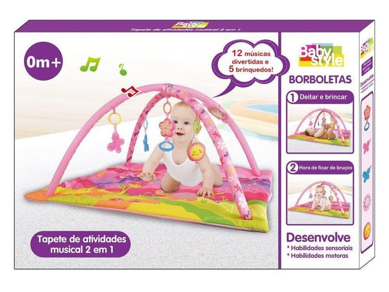 Imagem de Tapete Atividades Musical Dobrável Bebe Infantil Baby Style Borboletas