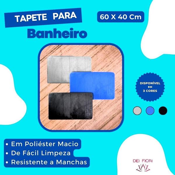 Imagem de Tapete Banheiro Antiderrapante Absorvente Soft Macio 60x40cm Saida Banho Box Cozinha Lavabo Seguro