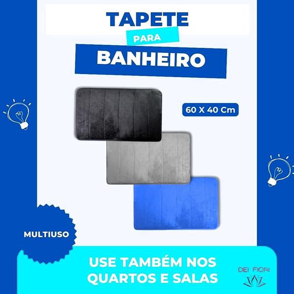 Imagem de Tapete Banheiro Antiderrapante Absorvente Soft Macio 60x40cm Saida Banho Box Cozinha Lavabo Seguro