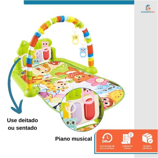 Imagem de Tapete Bebê Mobile Musical Melodia Baby Style Animais Tatame Infantil Portátil Termico Musical Piano Ginásio Atividades Educativo Interativo Didatico 