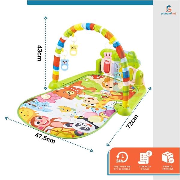 Imagem de Tapete Bebê Mobile Musical Melodia Baby Style Verde Animais Tatame Infantil Portátil Termico Musical Piano Ginásio Atividades Educativo Interativo