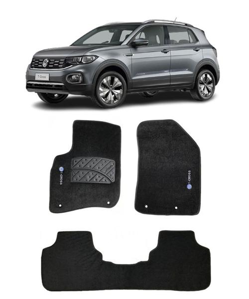 Imagem de Tapete Carpete Volkswagen T-Cross 2019 a 2021 Com Logo Bordado Preto- 100.350PTO