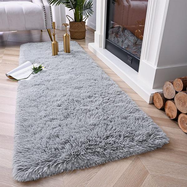 Imagem de Tapete Chicrug Soft Runner para quarto, sala de estar, 60x180cm, cinza