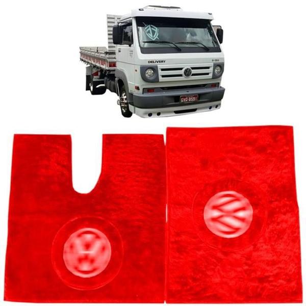 Imagem de Tapete Chinil Forrado Emblema Para Vw Delivery Vermelho