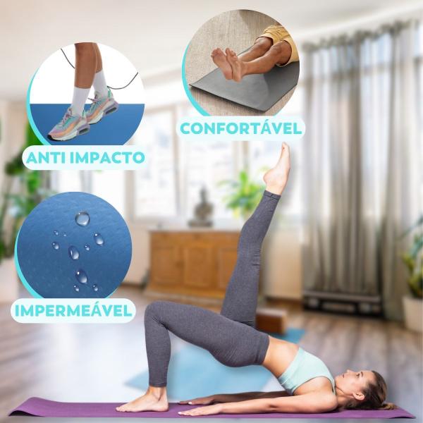 Imagem de Tapete Colchonete Yoga Ginastica Pilates Academia 170x60cm 0,5mm Espessura Super Confortável