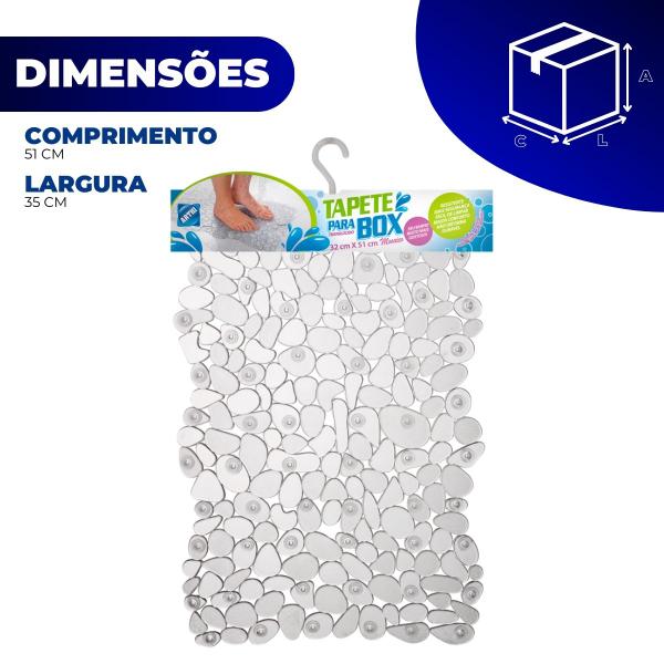 Imagem de Tapete Cristal Para Box Banheiro Com Ventosas Antiderrapante Transparente Mosaico Arthi