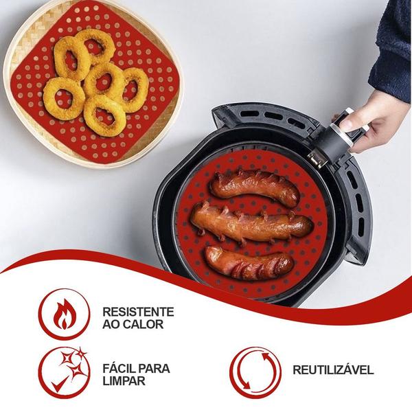 Imagem de Tapete Culinário Airfryer Silicone Antiaderente Protetor Forno Fritadeira Elétrica Universal