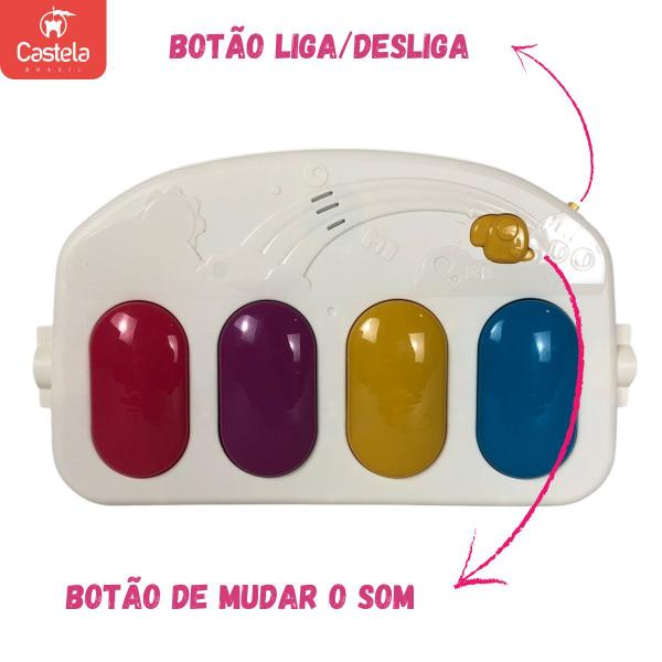 Imagem de Tapete de Atividades Bebe Piano Musical Interativo Turminha Dino Rosa Castela