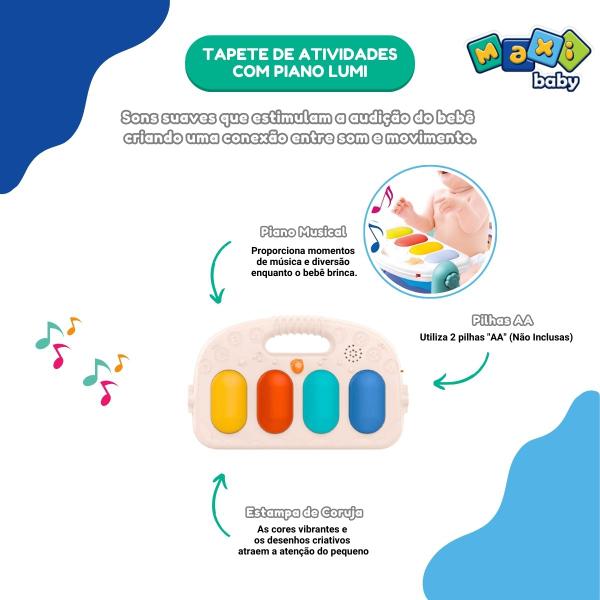 Imagem de Tapete de Atividades Para Bebê Piano Lumi Verde - Maxi Baby