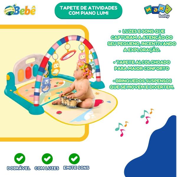 Imagem de Tapete de Atividades Para Bebê Piano Lumi Verde - Maxi Baby