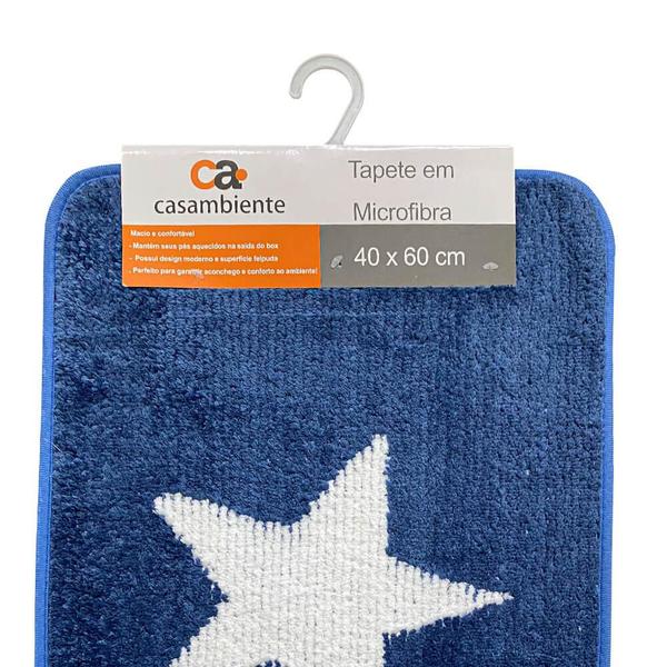 Imagem de Tapete de Banheiro Microfibra  Estrela Azul 40x60cm - Casambiente TAPE048