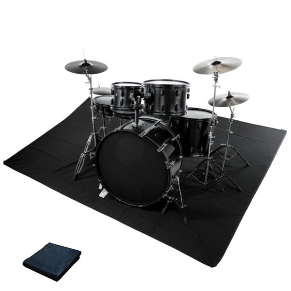 Imagem de Tapete de bateria Qintan Drum Mat antiderrapante de 1,4 x 1,6 m preto para conjunto de bateria