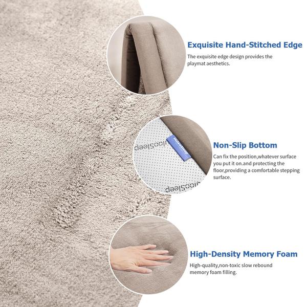 Imagem de Tapete de brincar para bebês Huloo Sleep Memory Foam, 1,3 cm de espessura, bege