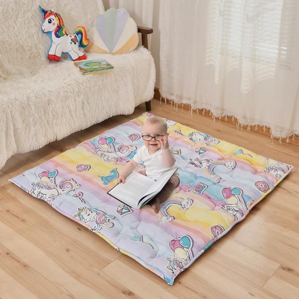 Imagem de Tapete de brincar para bebês NapCure Thick Ultra Soft Unicórnio de 130 x 130 cm