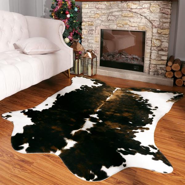 Imagem de Tapete de couro de vaca HOMORE Cute Cow Print 140x158cm marrom escuro