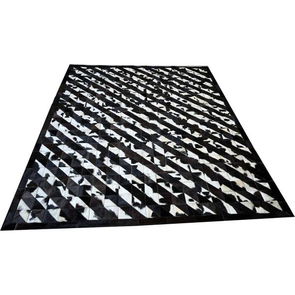 Imagem de Tapete De Couro preto branco listra diagonal 2,00x2,50 c/b