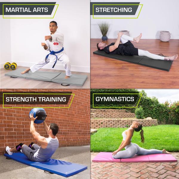 Imagem de Tapete de exercícios ProSourceFit Tri-Fold Dobrável 6'x2' Preto