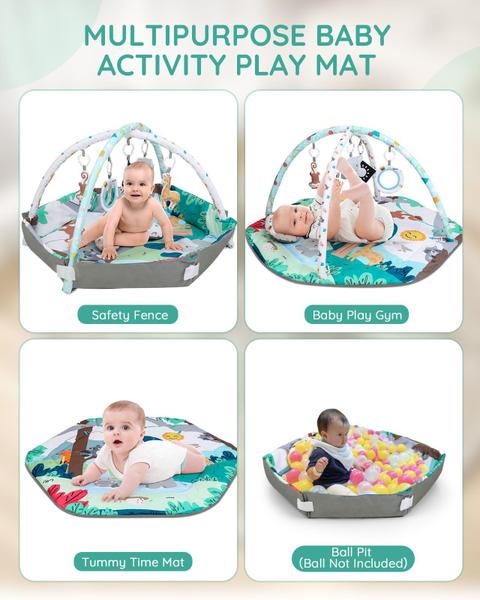 Imagem de Tapete de ginástica Baby Play Lilian & Gema com 6 brinquedos sensoriais de 0 a 18 meses