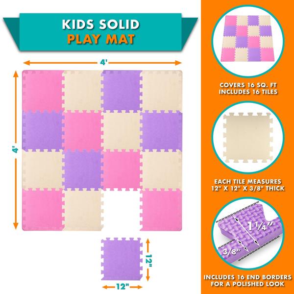 Imagem de Tapete de jogo Foam Puzzle Floor ProSource Kids com cores sólidas