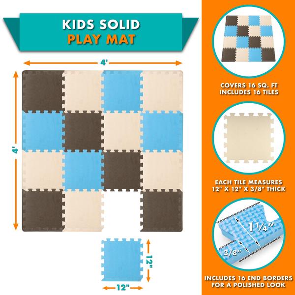 Imagem de Tapete de jogo Foam Puzzle Floor ProSource Kids com cores sólidas