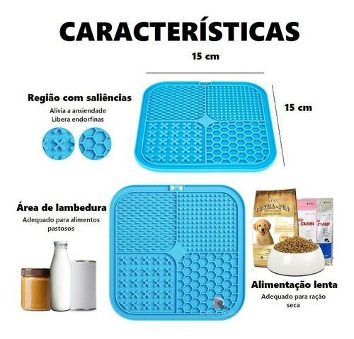 Imagem de Tapete De Lamber Para Cães Gatos Cachorros Ração Úmida Comedouro Com Ventosa Pet - 20cm x 20cm