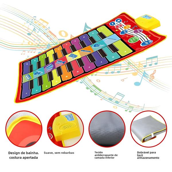 Tapete de Piano Musical Infantil com 20 Teclas - 8 Sons e 5 Modos de Música Imagem de Tapete de Piano Musical Infantil com 20 Teclas - 8 Sons e 5 Modos de Música