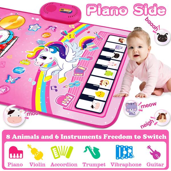 Imagem de Tapete de piano Musical Play Hapyland Unicorn de 1 a 3 anos com baterias