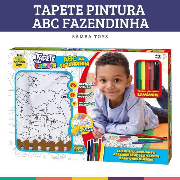 Imagem de Tapete de Pintura Colorir ABC Fazendinha Lavável Samba Toys