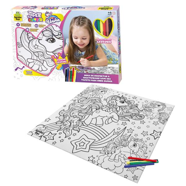 Imagem de Tapete de Pintura Para Colorir Infantil Com Canetinhas