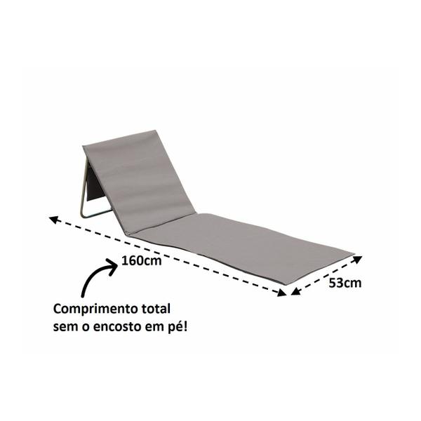 Imagem de Tapete de Praia Espreguiçadeira Dobrável 160x55cm Cinza - Tobee