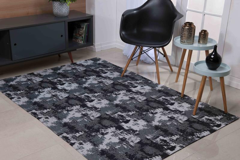 Imagem de Tapete de Sala em Jacquard 2,00 x 1,40  -  Com Antiderrapante Manchado Preto