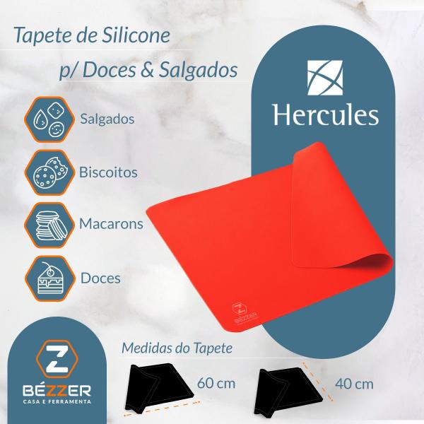 Imagem de Tapete de Silicone Vermelho Hercules 40x60 cm para Assar Doces Cookies Uso Confeiteiros