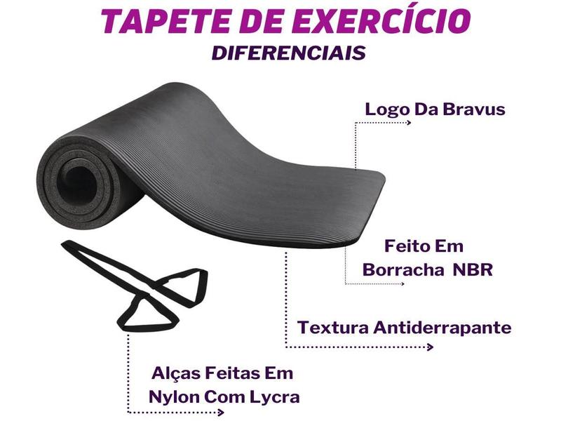 Imagem de Tapete De Yoga Preto Bravus Sport Em Nbr Com Sacola