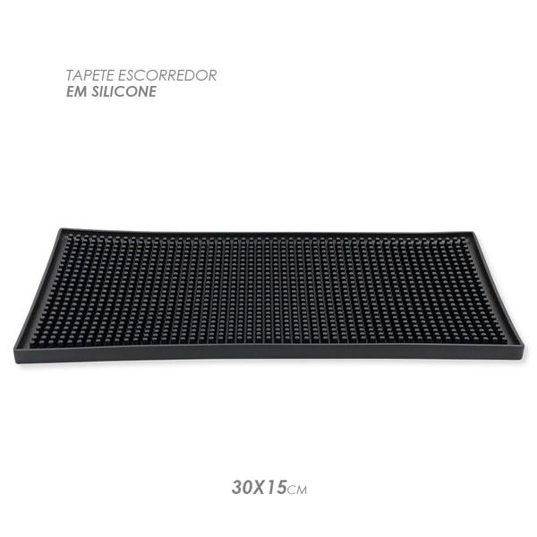 Imagem de Tapete Escorredor Para Louças em Silicone Preto 30x15cm Deixe Cozinha mais Prática e Organizada Fácil de Limpar e Resistente a Altas Temperaturas