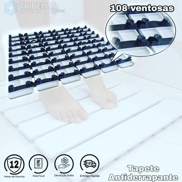 Imagem de Tapete Estrado Antiderrapante P/ Box Com 108 Ventosas Branco