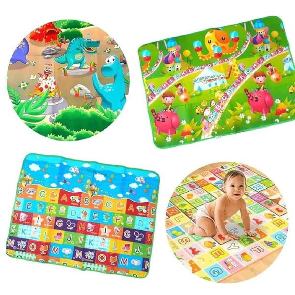 Imagem de Tapete grande térmico tatame infantil educativo para bebê duplo atividade 180x120 dupla face impermeavel