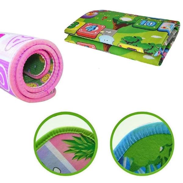 Imagem de Tapete grande térmico tatame infantil educativo para bebê duplo atividade 180x120 dupla face impermeavel