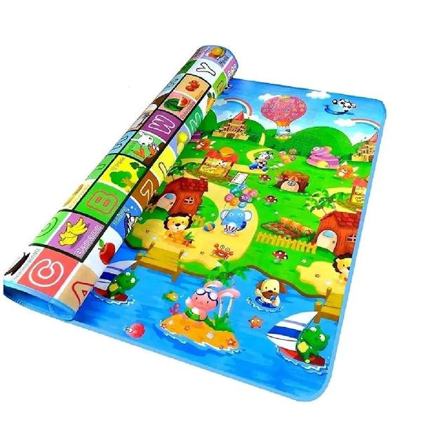 Imagem de Tapete grande térmico tatame infantil educativo para bebê duplo atividade 180x120 dupla face impermeavel