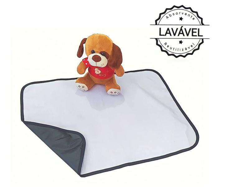 Imagem de Tapete Higiênico Absorvente Branco para Cães e Gatos - Lavável, Impermeável e Ecológico - Tamanho 70x50cm