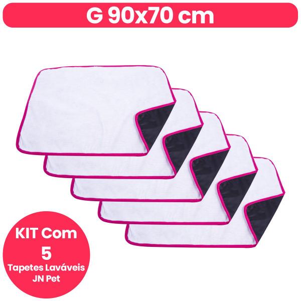 Imagem de Tapete Higiênico Lavável JN Pet 90x70 Kit C/5 Reutilizável Para Cachorro Grande