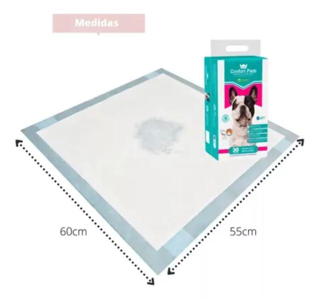 Imagem de Tapete Higiênico Pad com 30 Tapetes absorvente com gel Un. 60 X 55 Cm