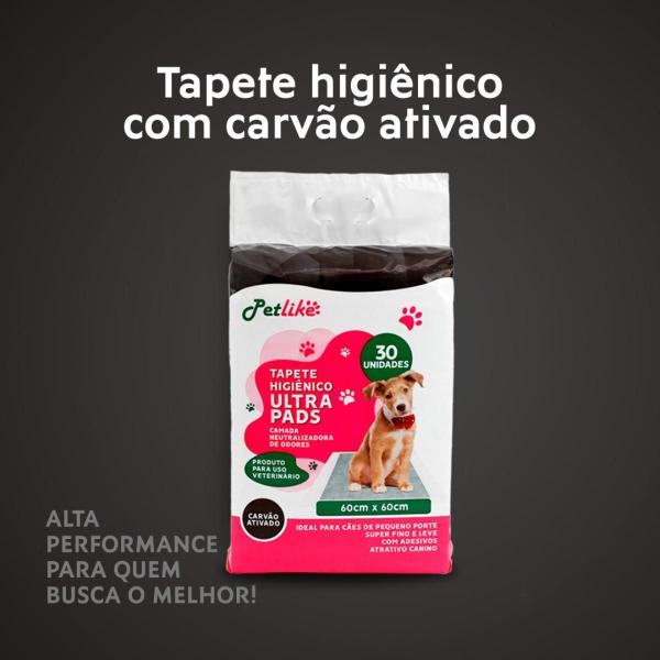 Imagem de Tapete Higiênico para Cães Carvão Ativado 80x60 kit 60un